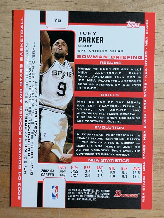 2003-04 Bowman #75 Tony Parker
