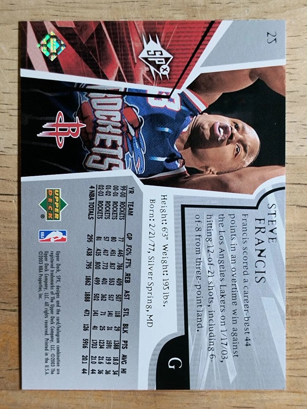 2003-04 SPx #25 Steve Francis