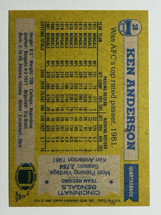 1982 Topps #38 Ken Anderson AP