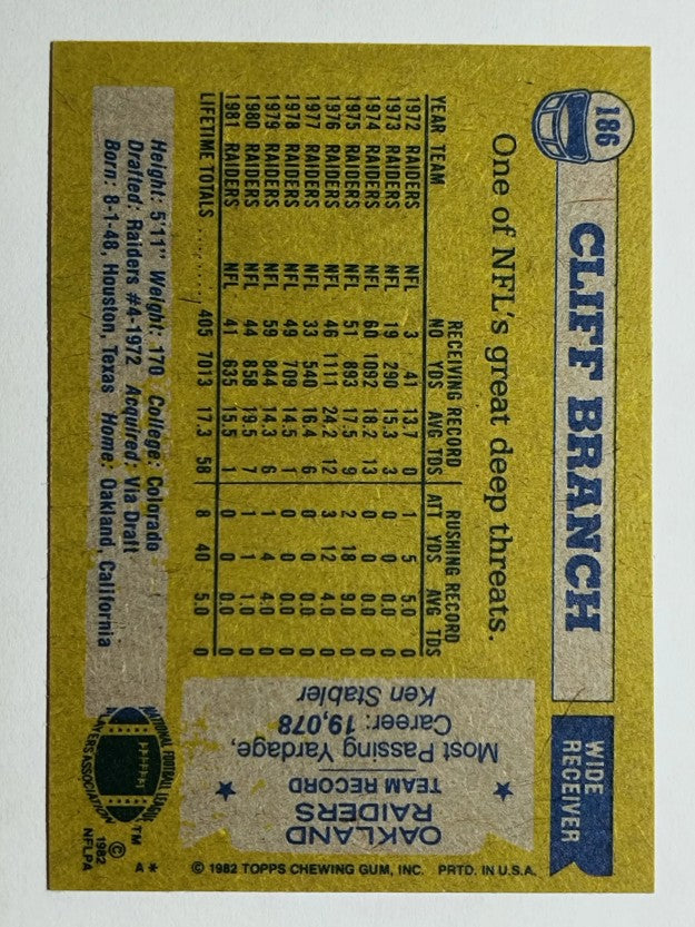 1982 Topps #186 Cliff Branch