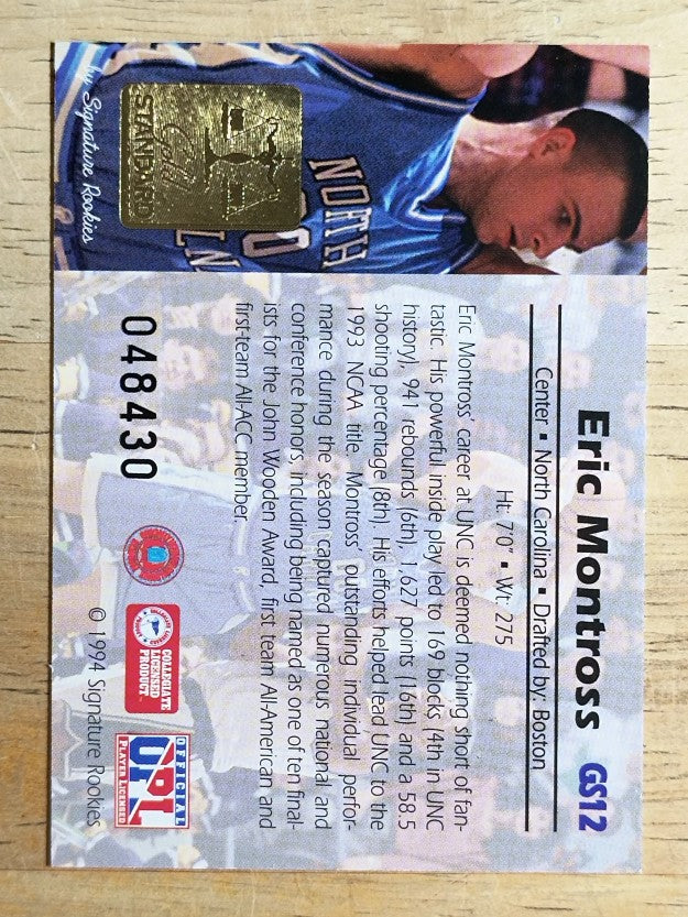 1994 Signature Rookies Gold Standard Facsimile #GS12 Eric Montross