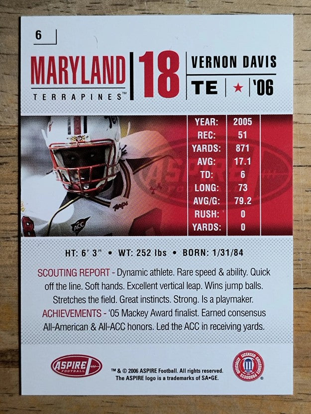 2006 Aspire #6 Vernon Davis