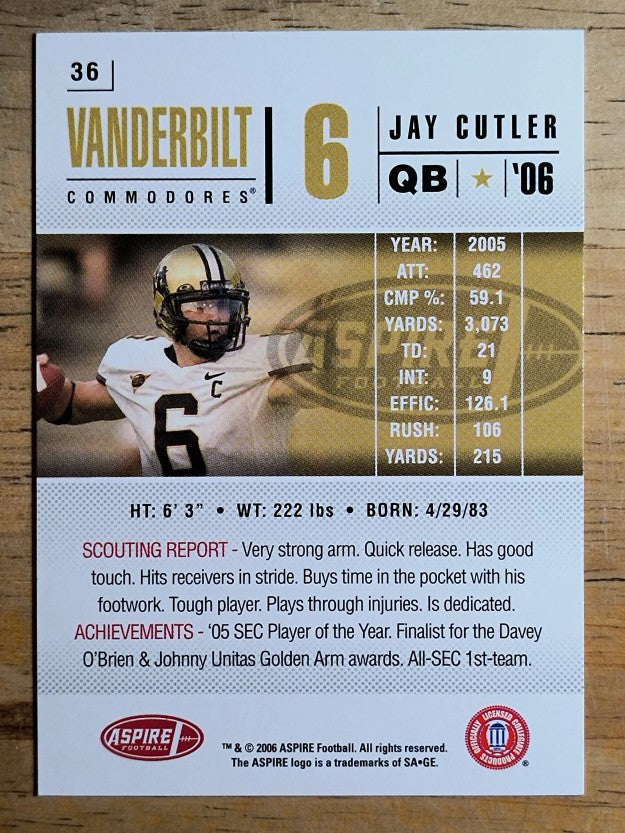 2006 Aspire #36 Jay Cutler