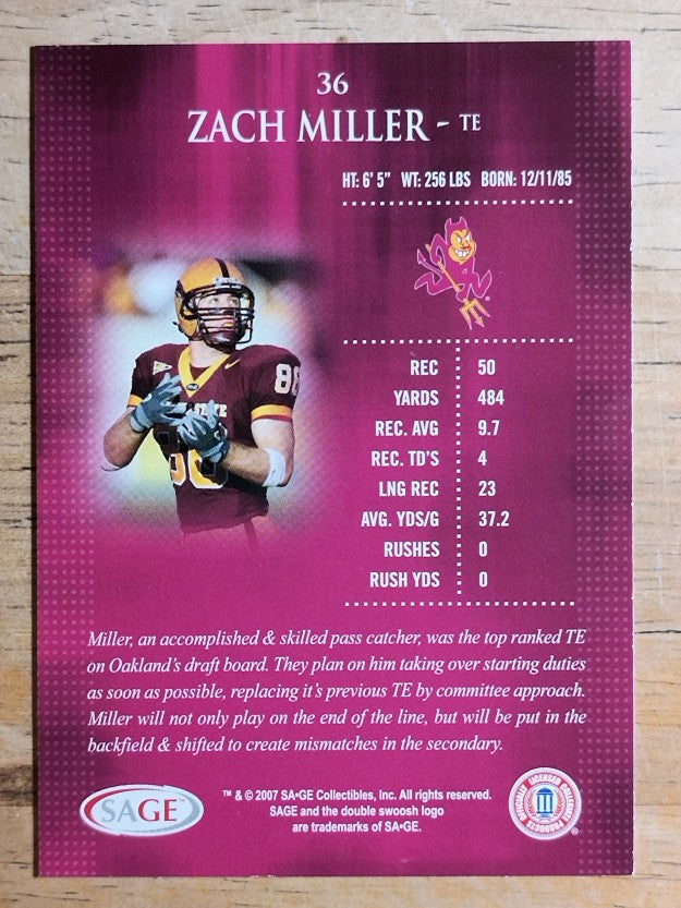 2007 SAGE #36 Zach Miller