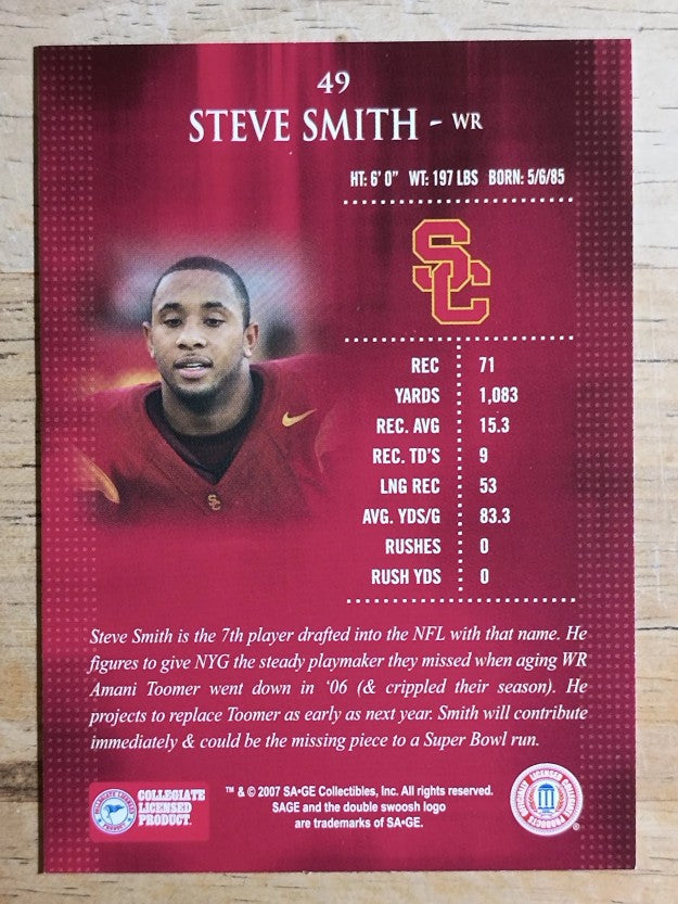 2007 SAGE #49 Steve Smith USC