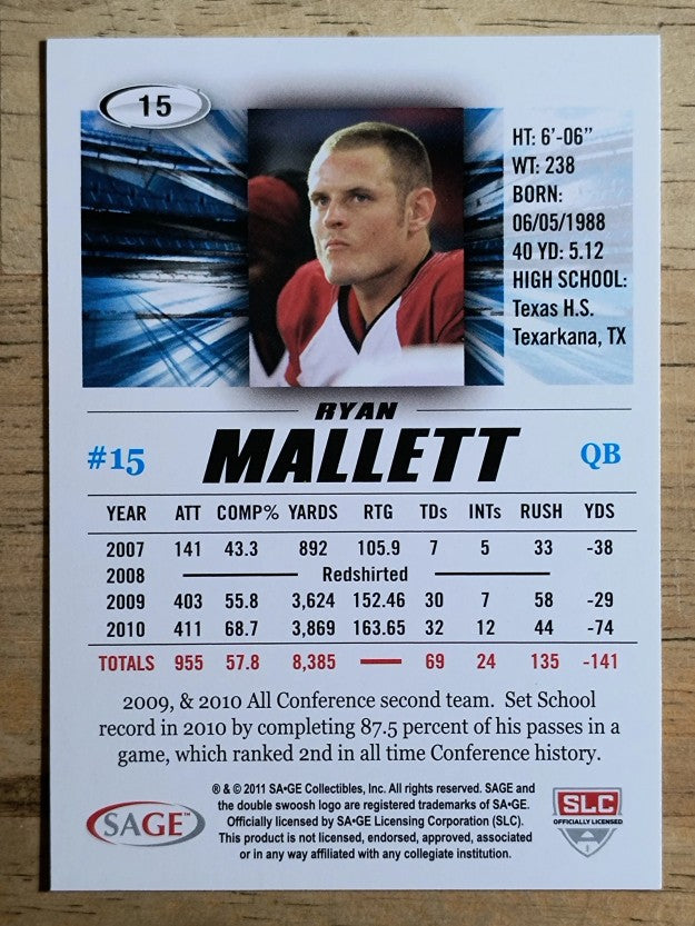2011 SAGE HIT #15 Ryan Mallett