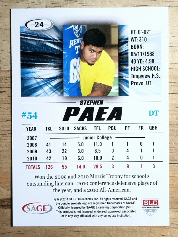 2011 SAGE HIT #24 Stephen Paea