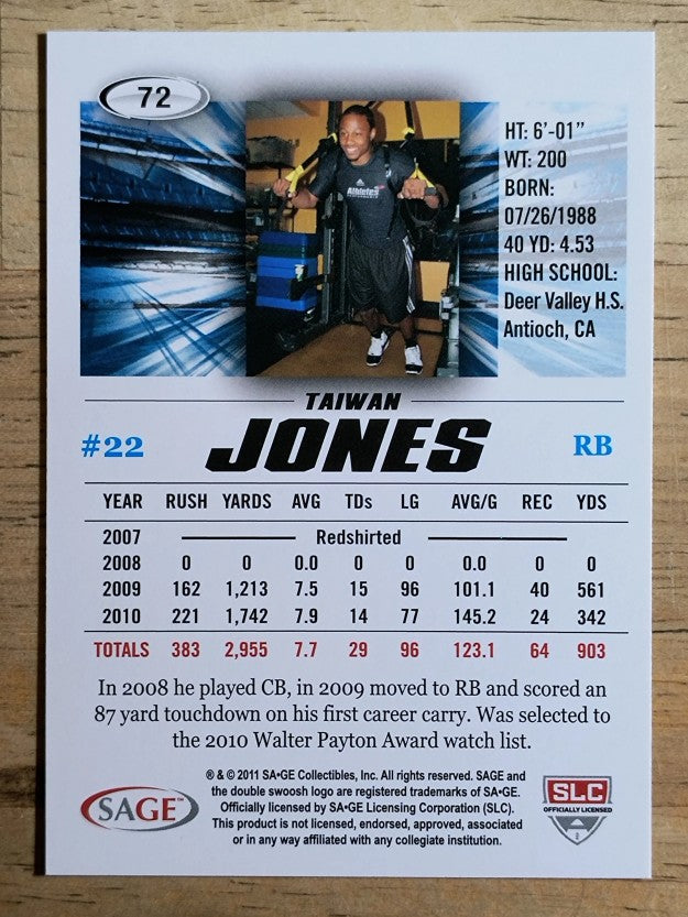 2011 SAGE HIT #72 Taiwan Jones