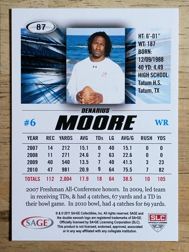 2011 SAGE HIT #87 Denarius Moore