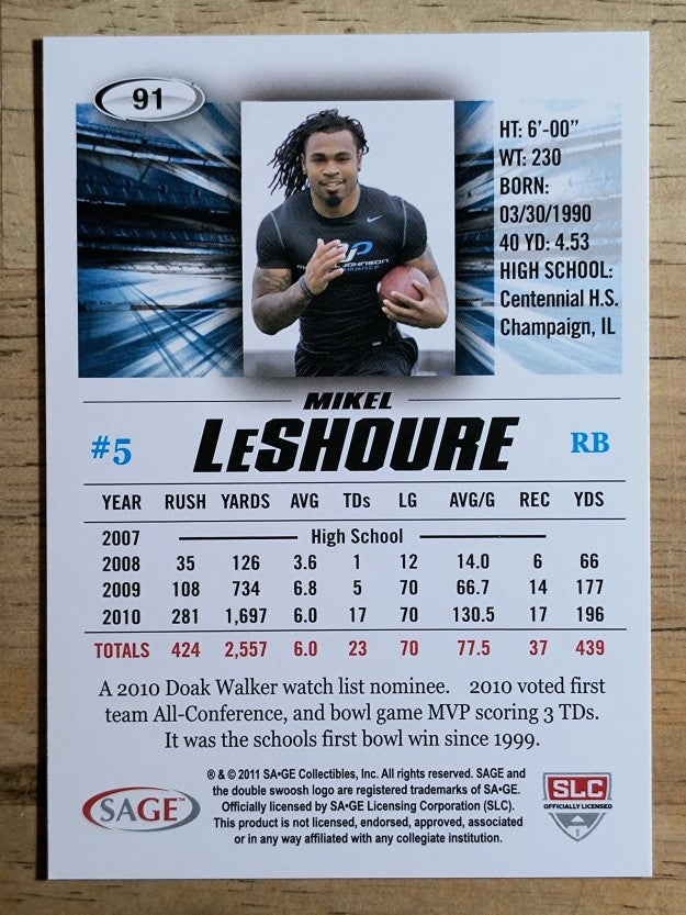 2011 SAGE HIT #91 Mikel Leshoure