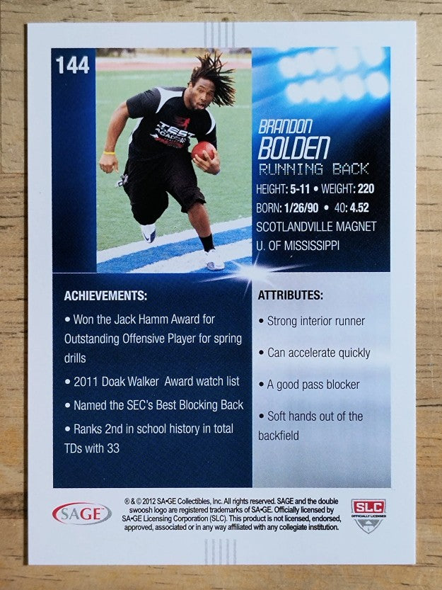 2012 SAGE HIT #144 Brandon Bolden 12R