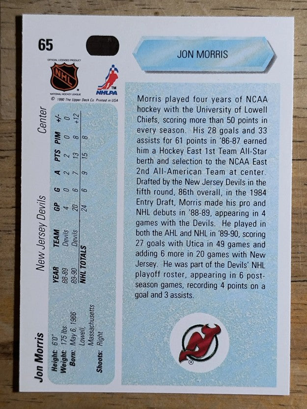 1990-91 Upper Deck #65 Jon Morris RC