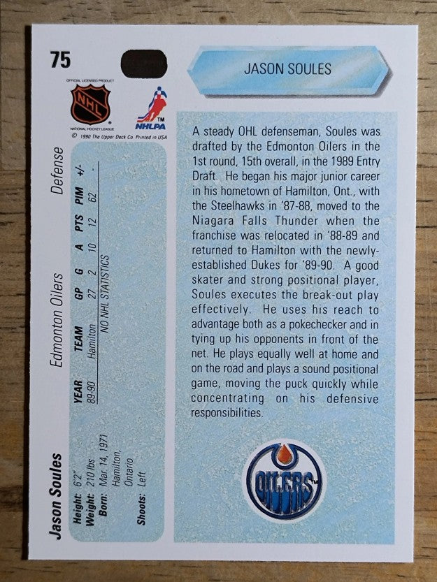 1990-91 Upper Deck #75 Jason Soules RC