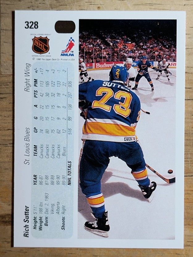 1990-91 Upper Deck #328 Rich Sutter