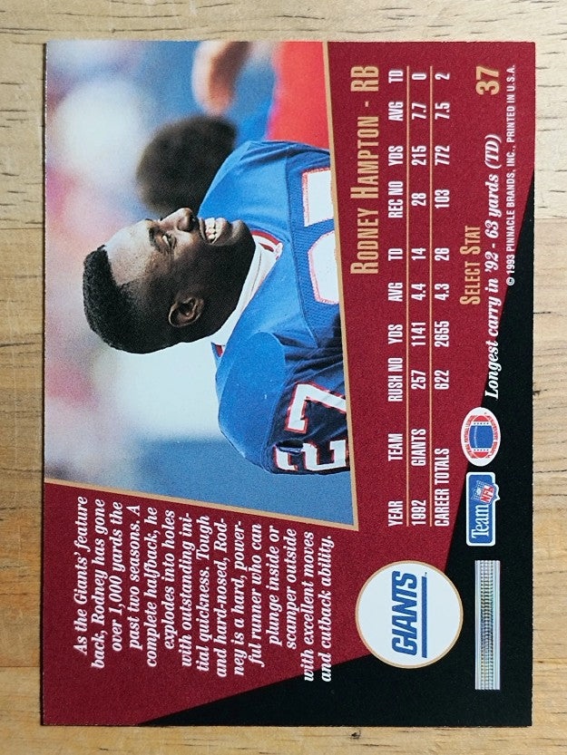 1993 Select #37 Rodney Hampton
