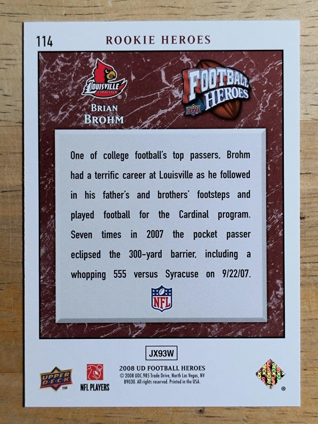 2008 Upper Deck Heroes #114 Brian Brohm RC