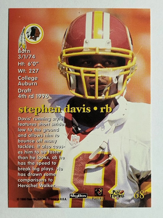 1996 SkyBox Impact Rookies #68 Stephen Davis RC