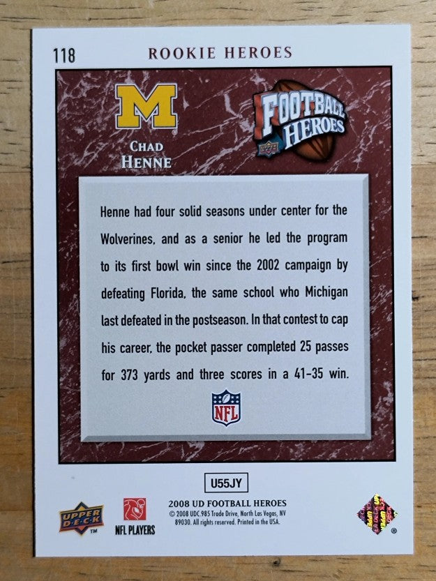 2008 Upper Deck Heroes #118 Chad Henne RC