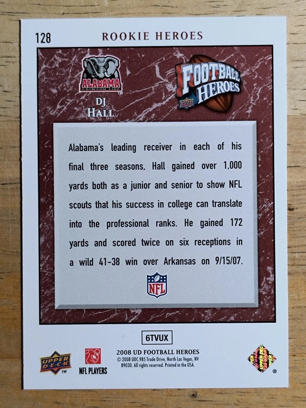 2008 Upper Deck Heroes #128 DJ Hall RC