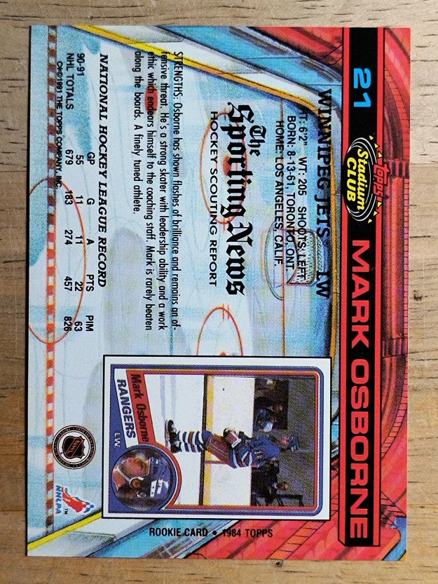 1991-92 Stadium Club #21 Mark Osborne