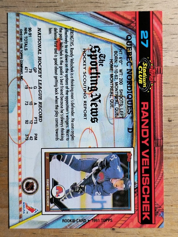 1991-92 Stadium Club #27 Randy Velischek