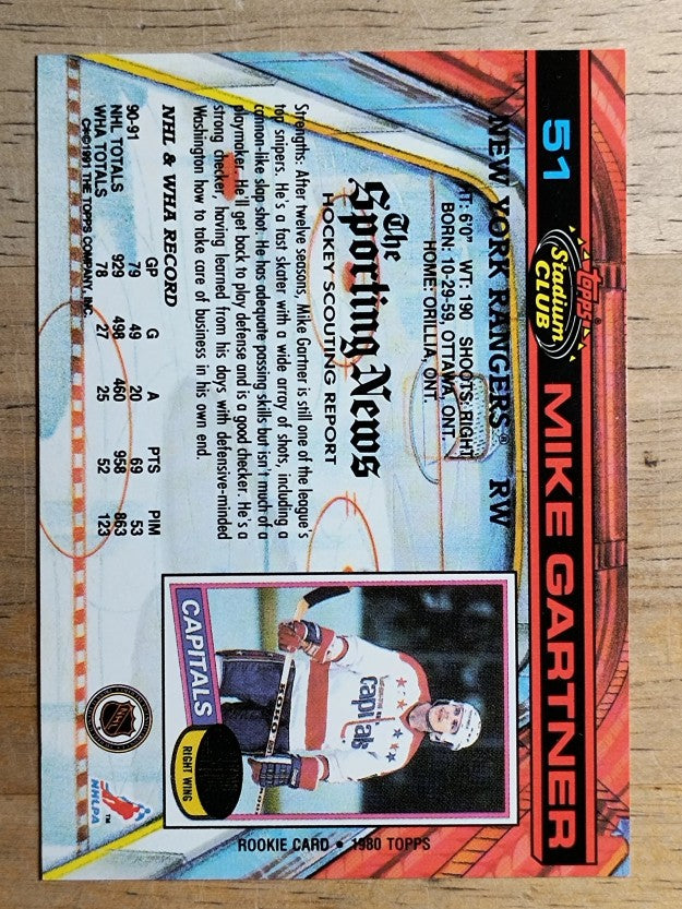 1991-92 Stadium Club #51 Mike Gartner
