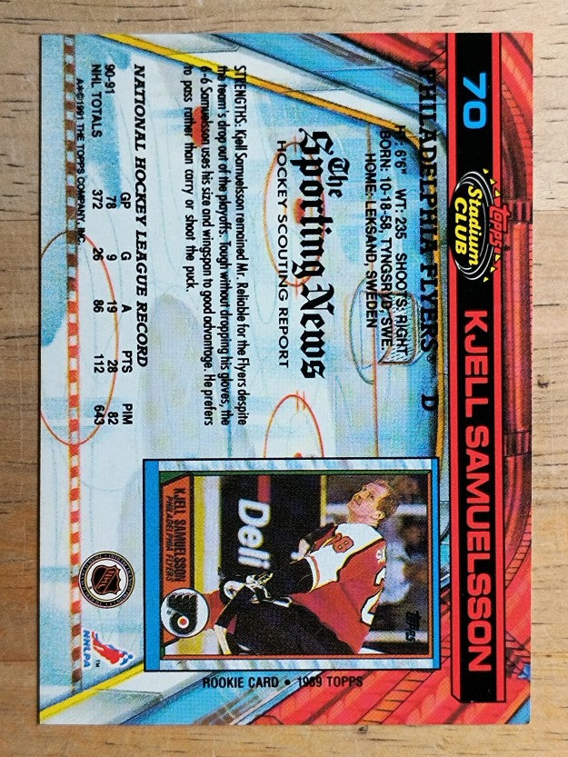 1991-92 Stadium Club #70 Kjell Samuelsson