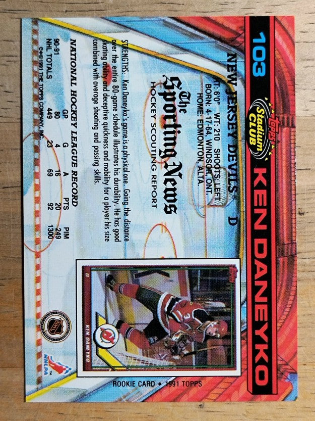 1991-92 Stadium Club #103 Ken Daneyko