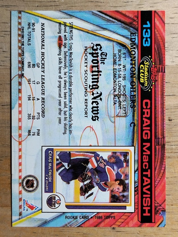 1991-92 Stadium Club #133 Craig MacTavish