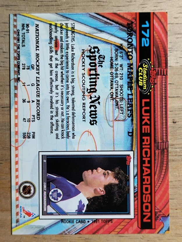 1991-92 Stadium Club #172 Luke Richardson
