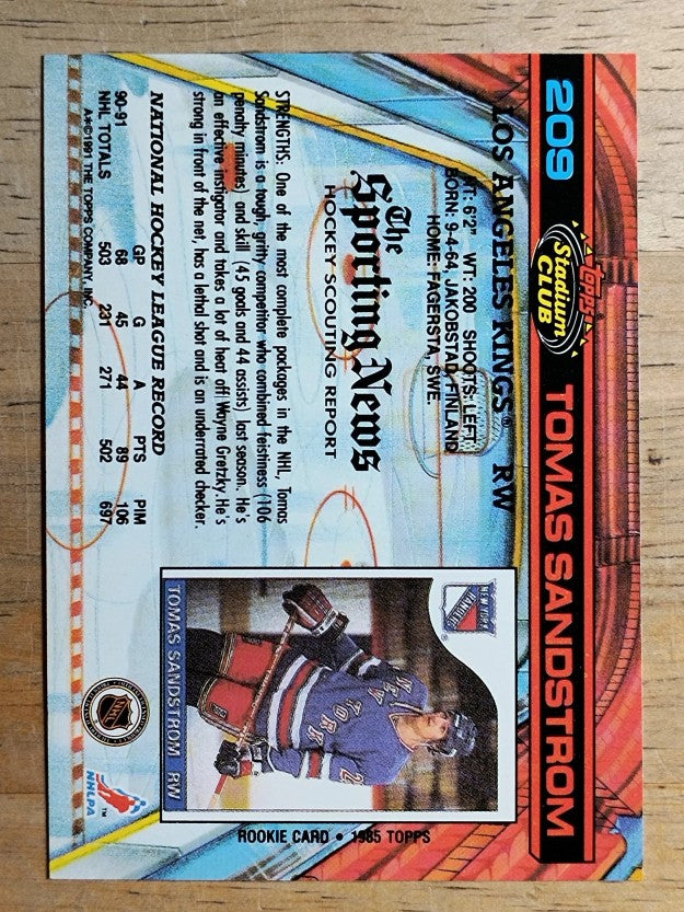 1991-92 Stadium Club #209 Tomas Sandstrom