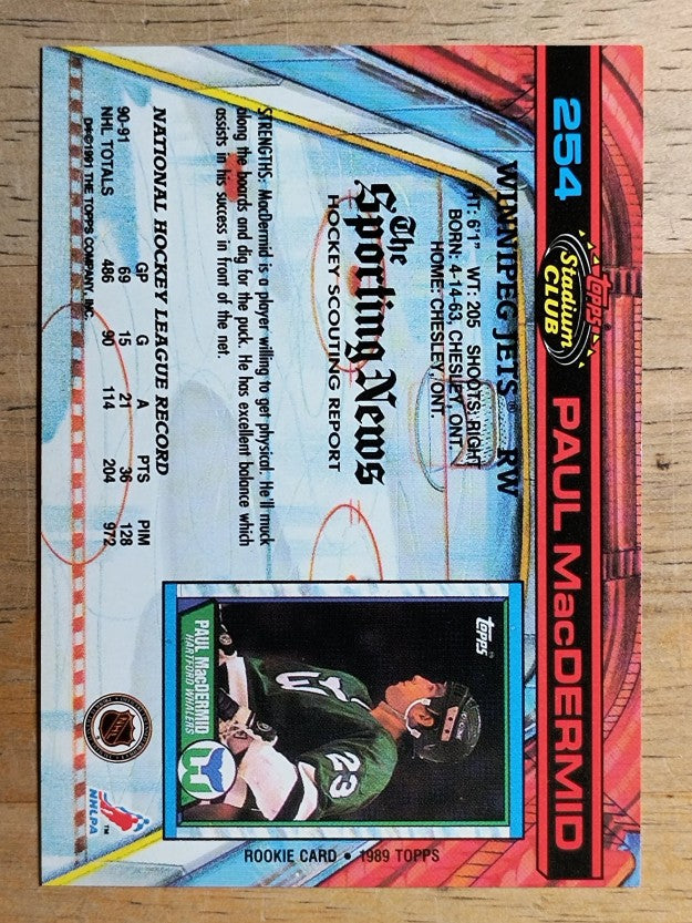 1991-92 Stadium Club #254 Paul MacDermid