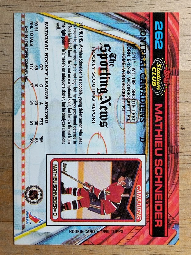 1991-92 Stadium Club #262 Mathieu Schneider