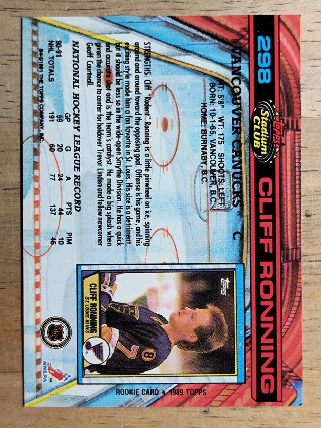 1991-92 Stadium Club #298 Cliff Ronning