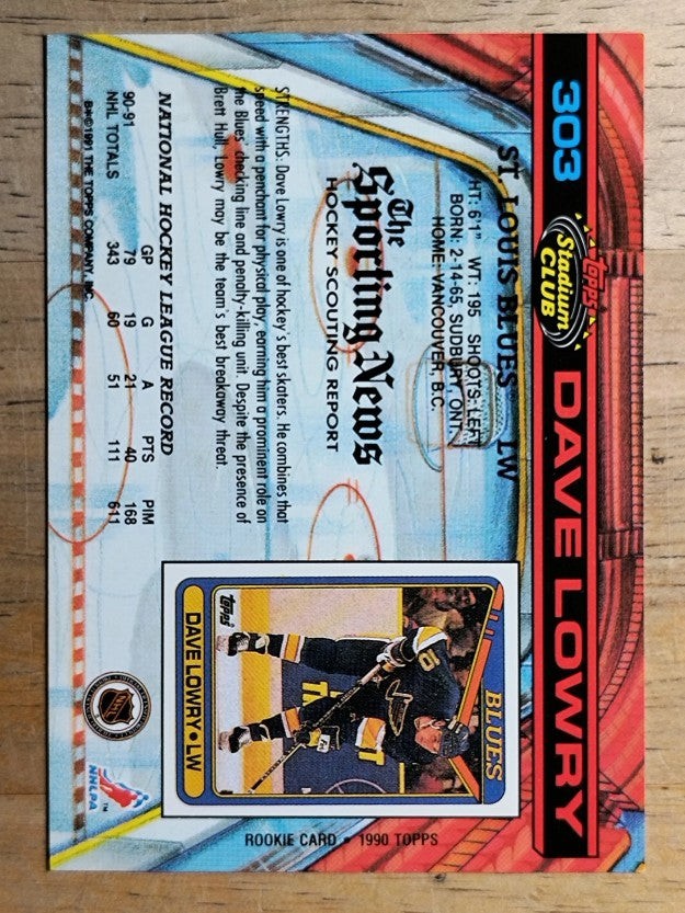 1991-92 Stadium Club #303 Dave Lowry