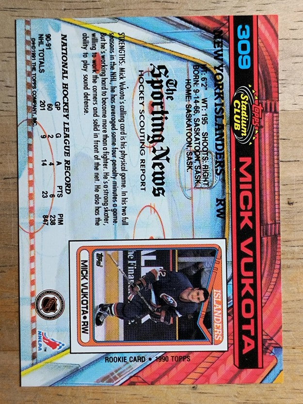 1991-92 Stadium Club #309 Mick Vukota