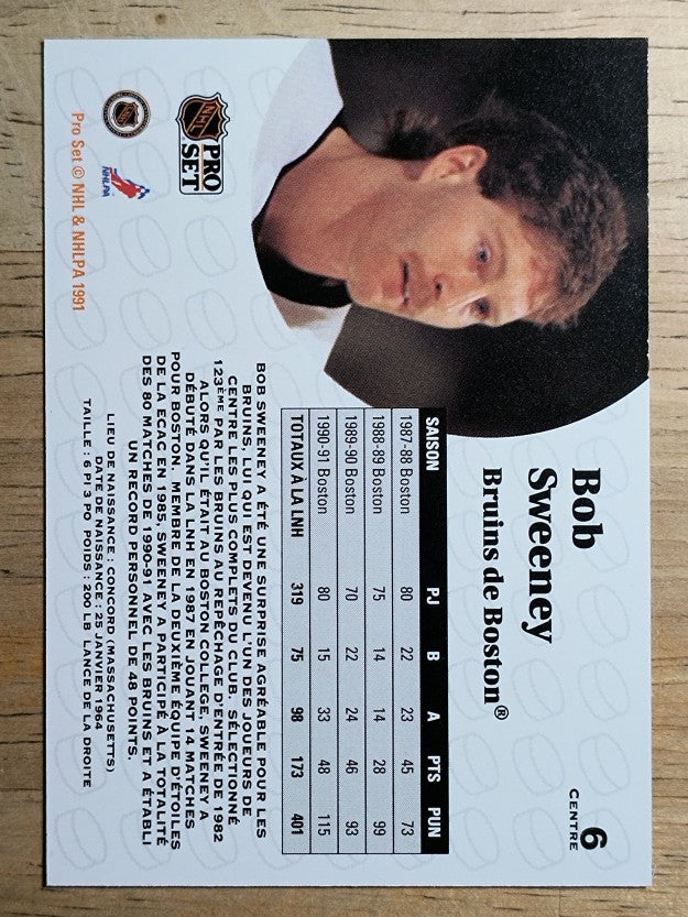 1991-92 Pro Set French #6 Bob Sweeney
