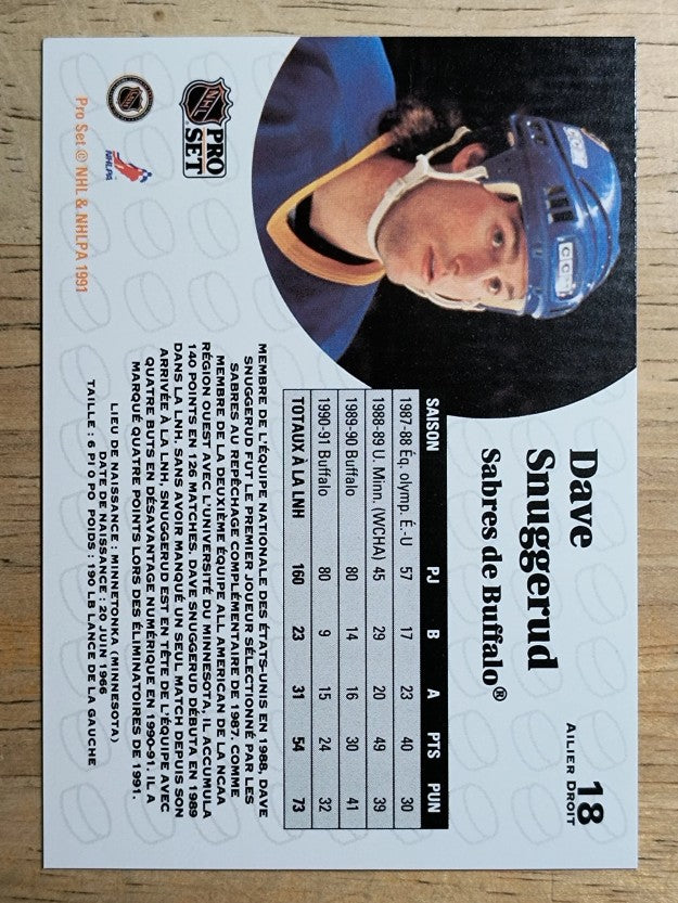 1991-92 Pro Set French #18 Dave Snuggerud