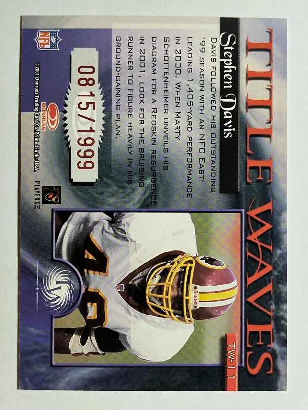 2001 Donruss Elite Title Waves #TW11 Stephen Davis/1999