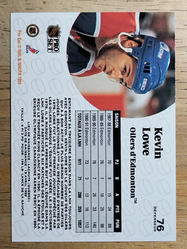 1991-92 Pro Set French #76 Kevin Lowe