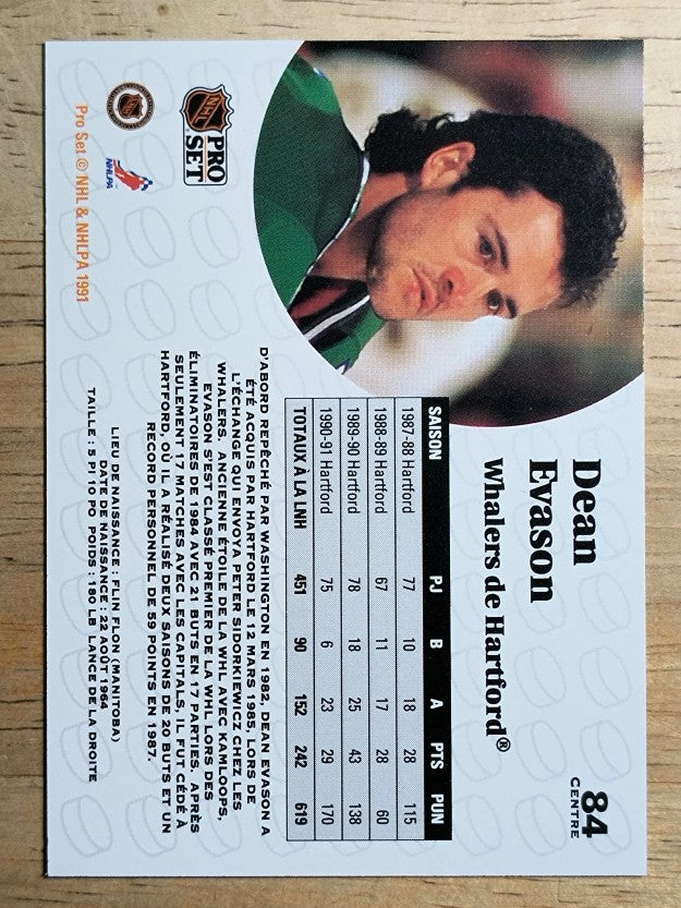 1991-92 Pro Set French #84 Dean Evason