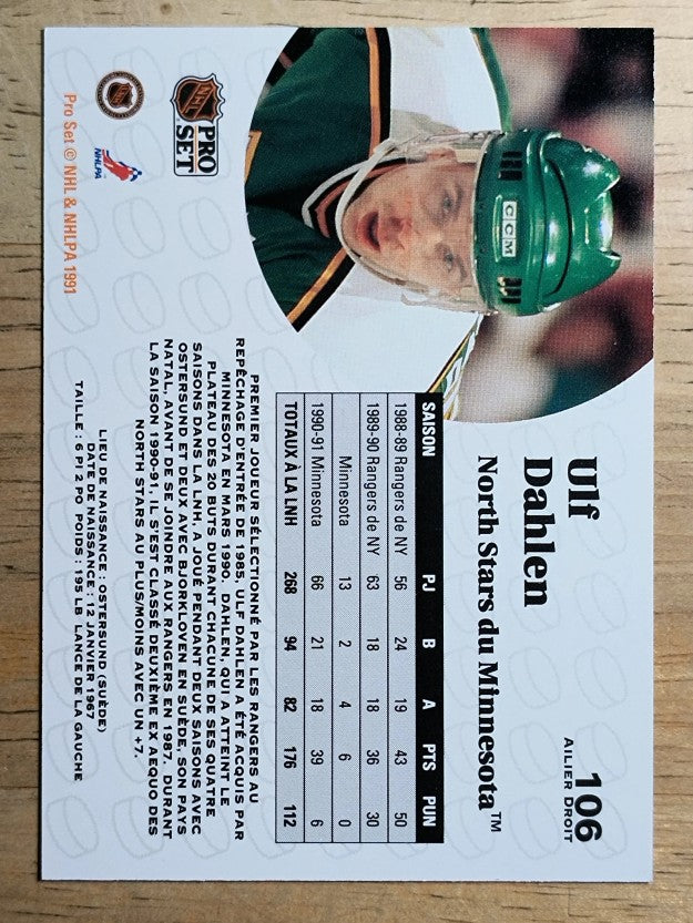 1991-92 Pro Set French #106 Ulf Dahlen