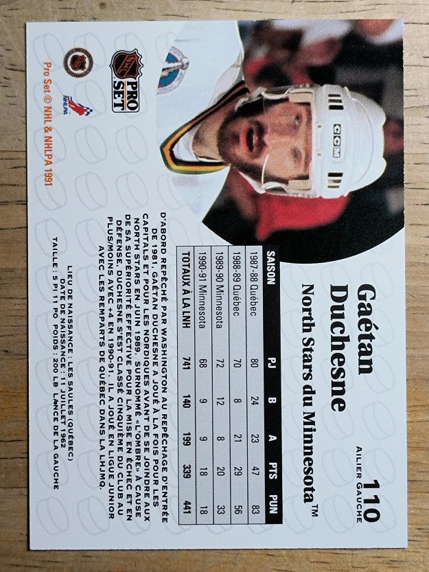 1991-92 Pro Set French #110 Gaetan Duchesne