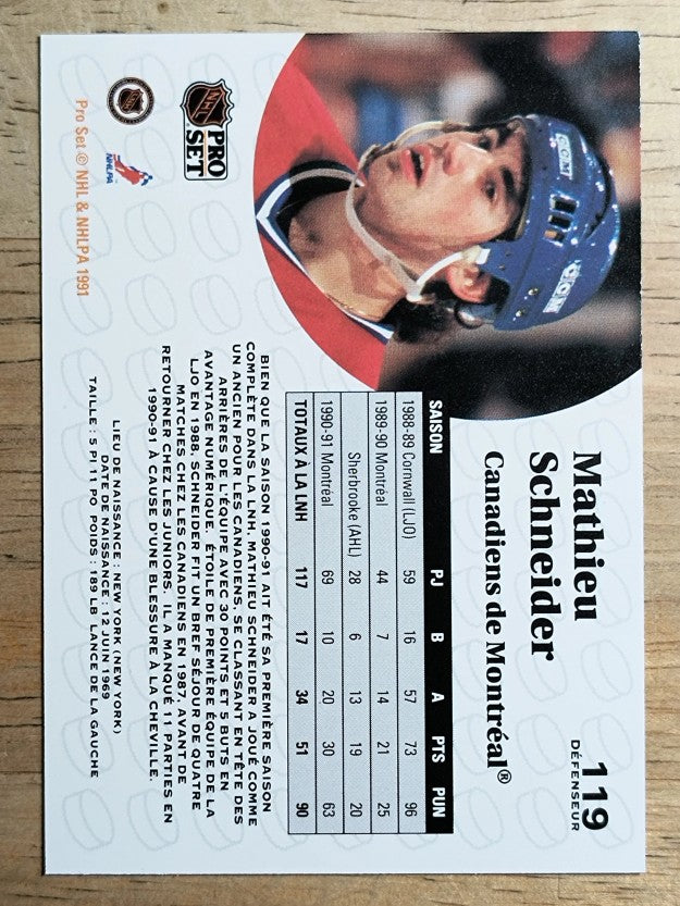 1991-92 Pro Set French #119 Mathieu Schneider
