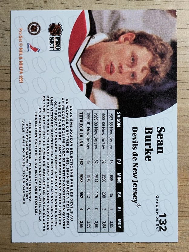 1991-92 Pro Set French #132 Sean Burke