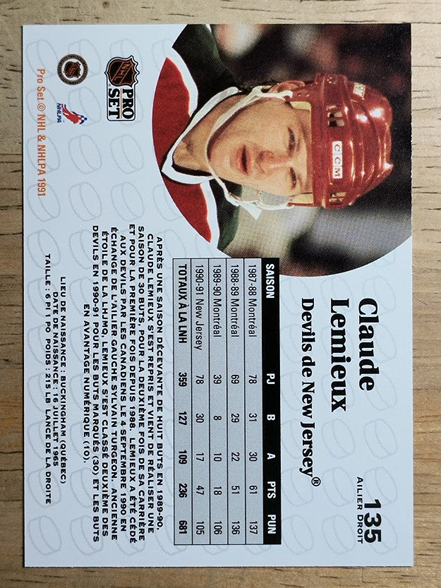 1991-92 Pro Set French #135 Claude Lemieux