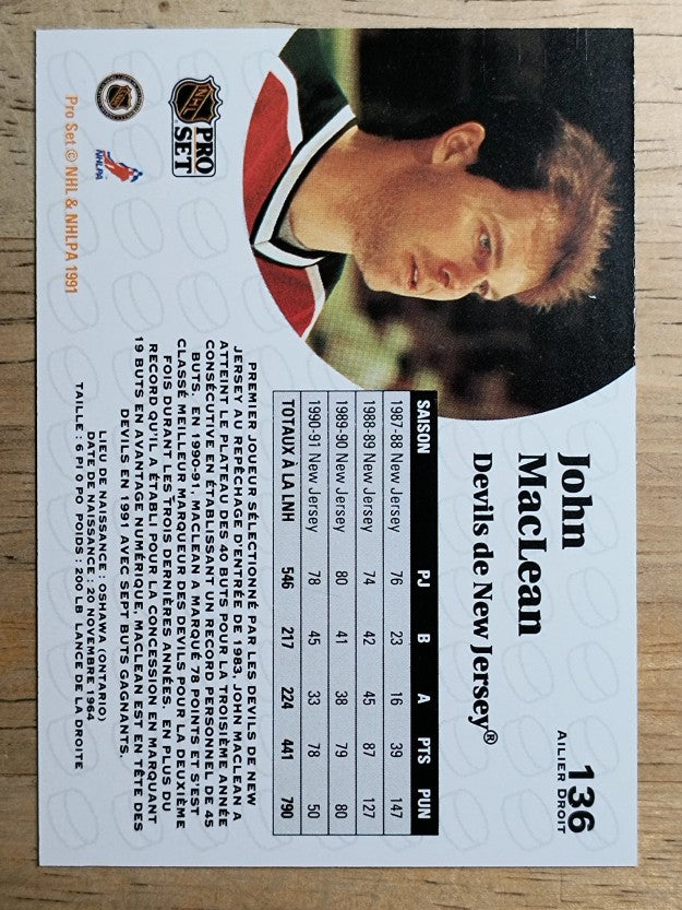 1991-92 Pro Set French #136 John MacLean