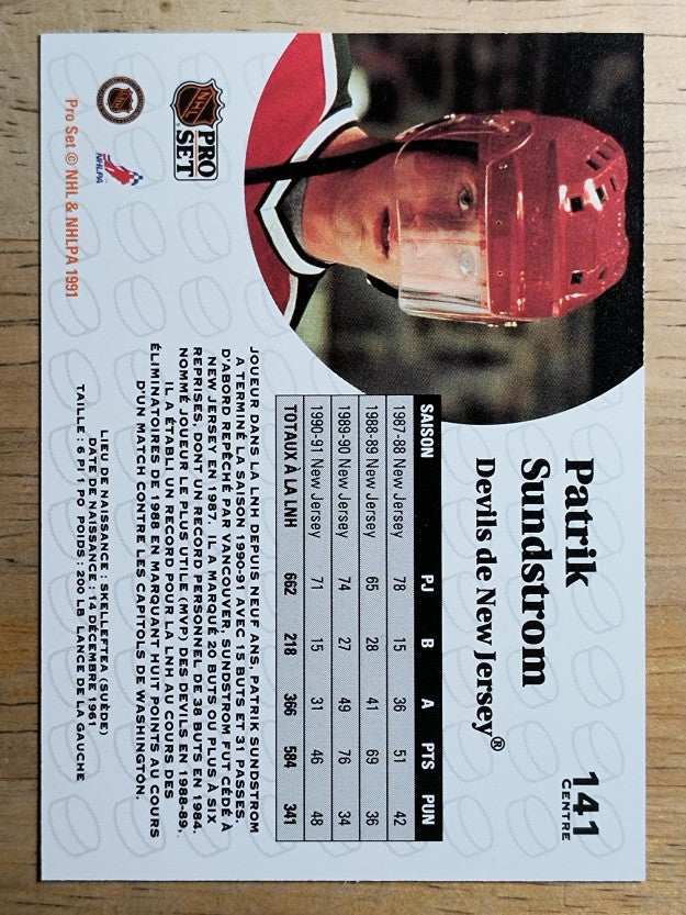 1991-92 Pro Set French #141 Patrik Sundstrom