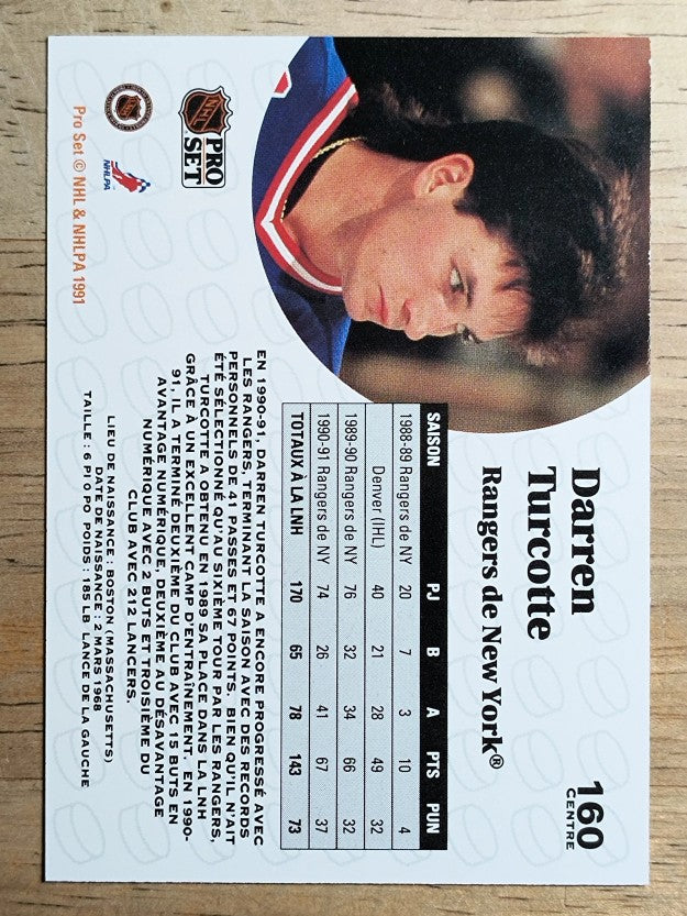 1991-92 Pro Set French #160 Darren Turcotte