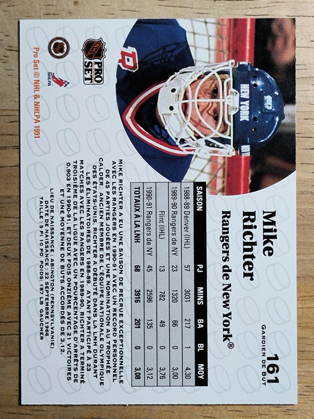 1991-92 Pro Set French #161 Mike Richter